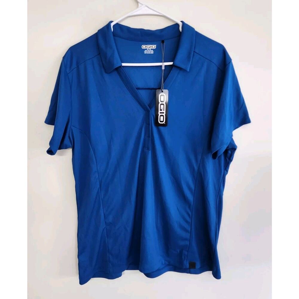 Ogio Short Sleeve 100% Polyester Polo Shirt Woman's XL Blue NWT 0962